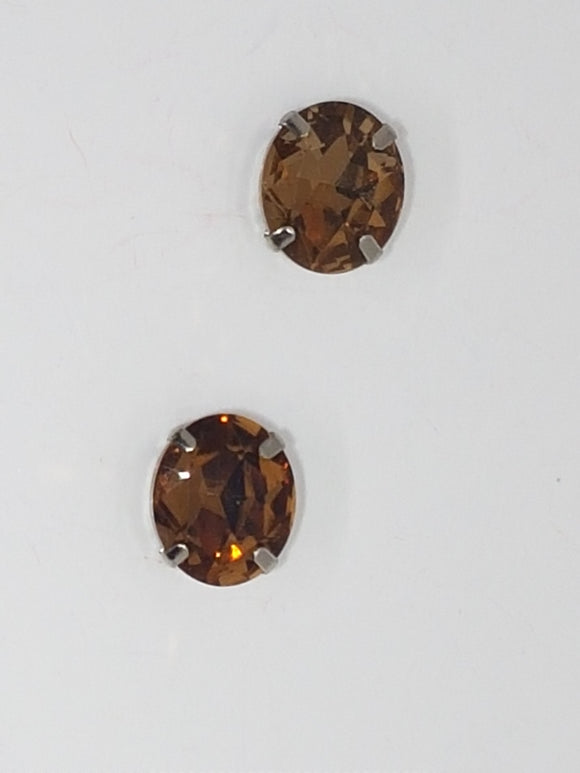 12x10MM GLASS RHINESTONE OVAL MONTEE - BROWN