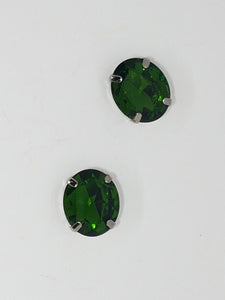 12x10MM GLASS RHINESTONE OVAL MONTEE - DARK GREEN