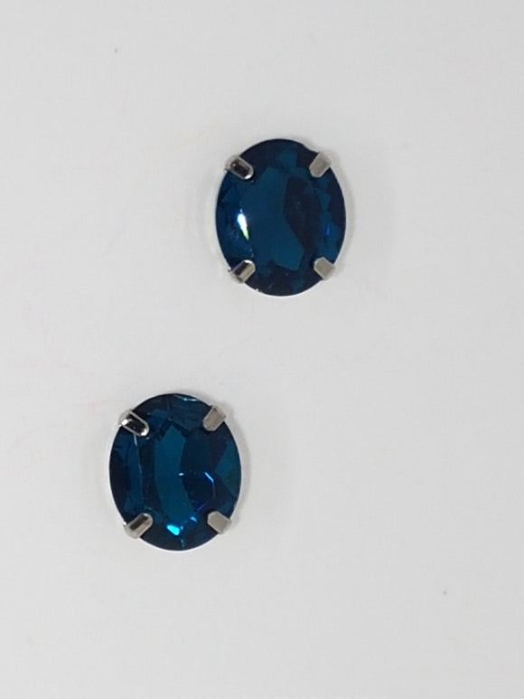 12x10MM GLASS RHINESTONE OVAL MONTEE - TEAL BLUE