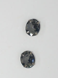 12x10MM GLASS RHINESTONE OVAL MONTEE - DARK SMOKEY GREY