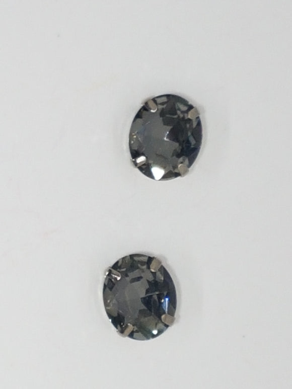 12x10MM GLASS RHINESTONE OVAL MONTEE - DARK SMOKEY GREY