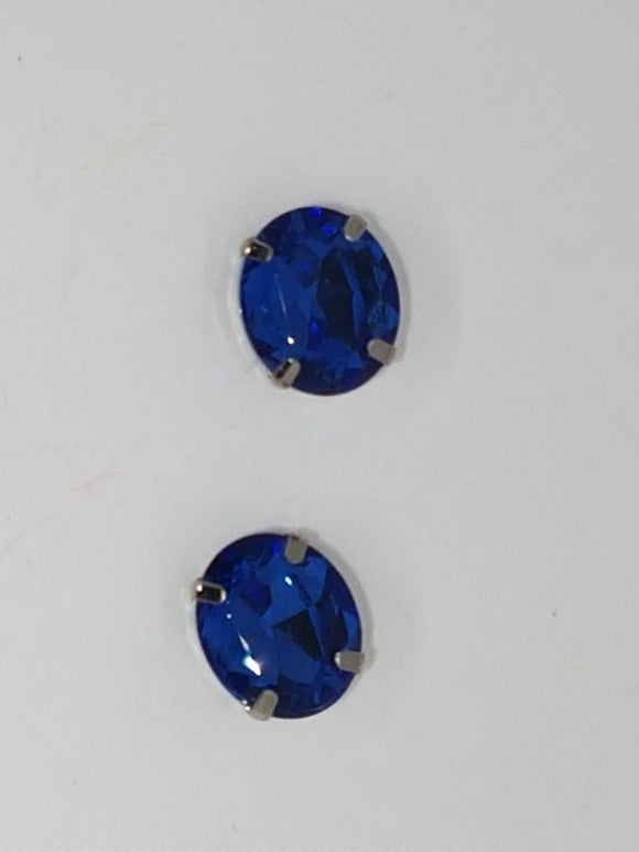 12x10MM GLASS RHINESTONE OVAL MONTEE - BLUE