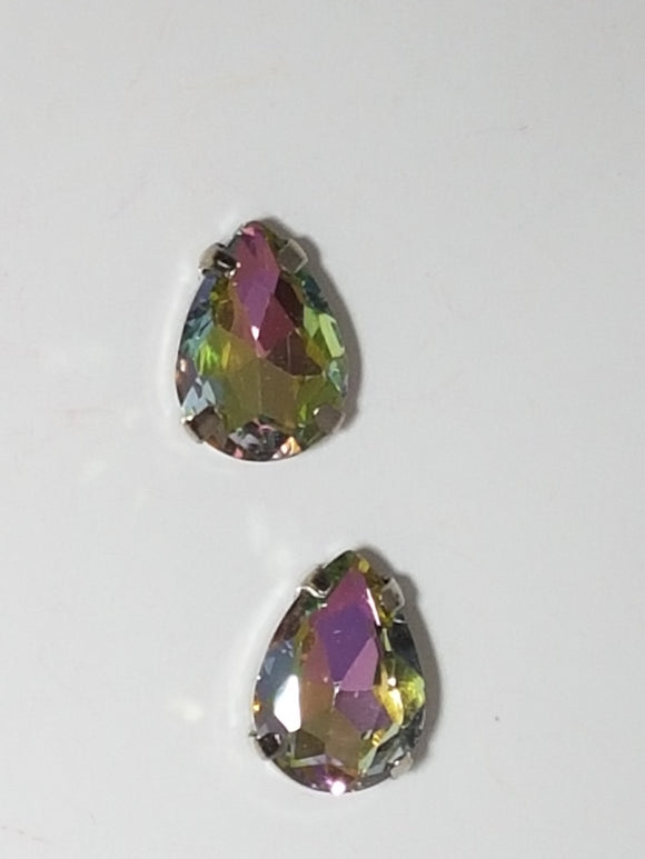 14x10MM GLASS RHINESTONE TEARDROP MONTEE - LIGHT VITRAIL