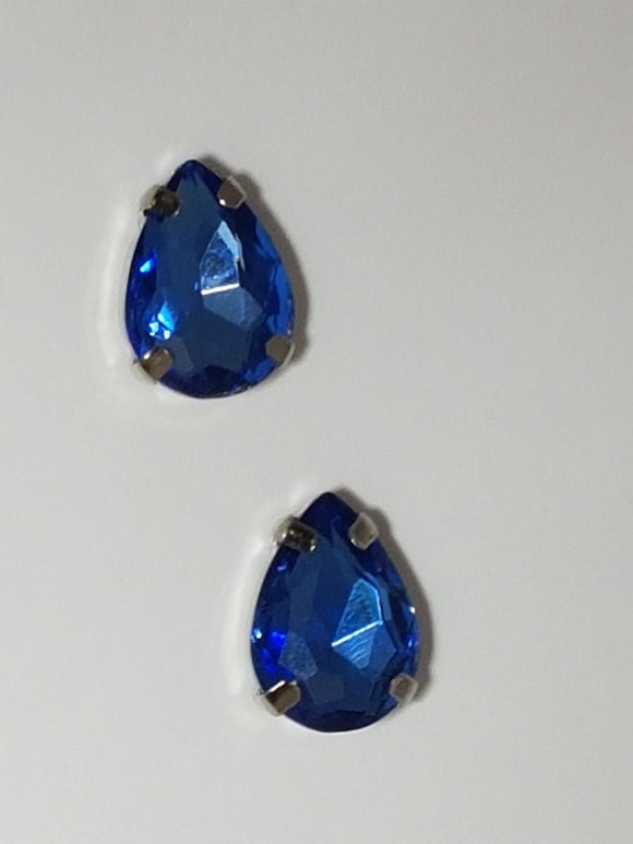 14x10MM GLASS RHINESTONE TEARDROP MONTEE - BLUE