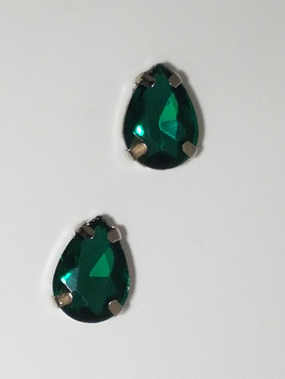 14x10MM GLASS RHINESTONE TEARDROP MONTEE - EMERALD GREEN