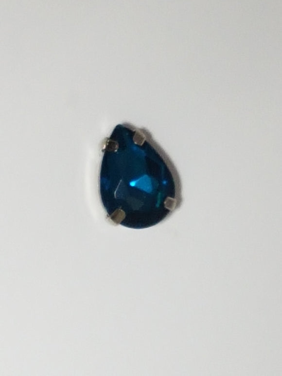 14x10MM GLASS RHINESTONE TEARDROP MONTEE - TEAL BLUE