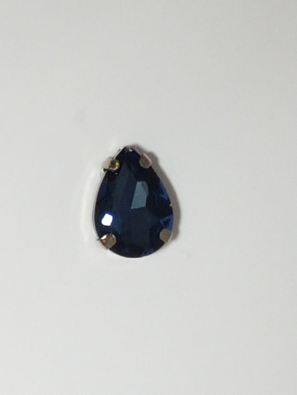 14x10MM GLASS RHINESTONE TEARDROP MONTEE - DARK BLUE