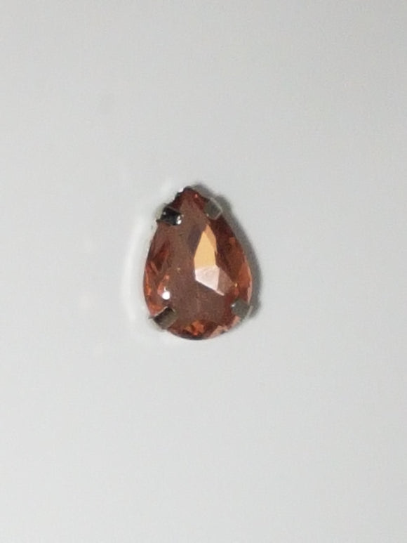14x10MM GLASS RHINESTONE TEARDROP MONTEE - SALMON