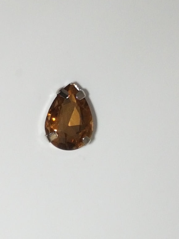 14x10MM GLASS RHINESTONE TEARDROP MONTEE - DARK GOLDEN ROD