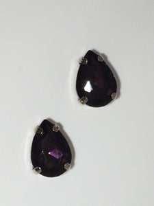14x10MM GLASS RHINESTONE TEARDROP MONTEE - DARK PURPLE