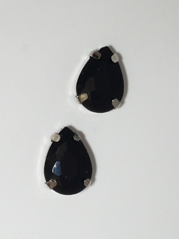14x10MM GLASS RHINESTONE TEARDROP MONTEE - BLACK