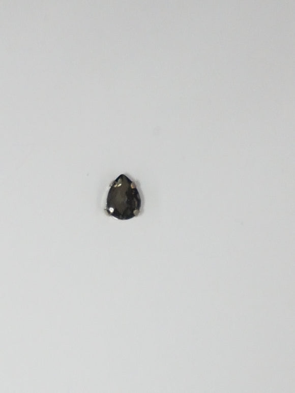 8x6MM GLASS RHINESTONE TEARDROP MONTEE - DARK SMOKEY GREY