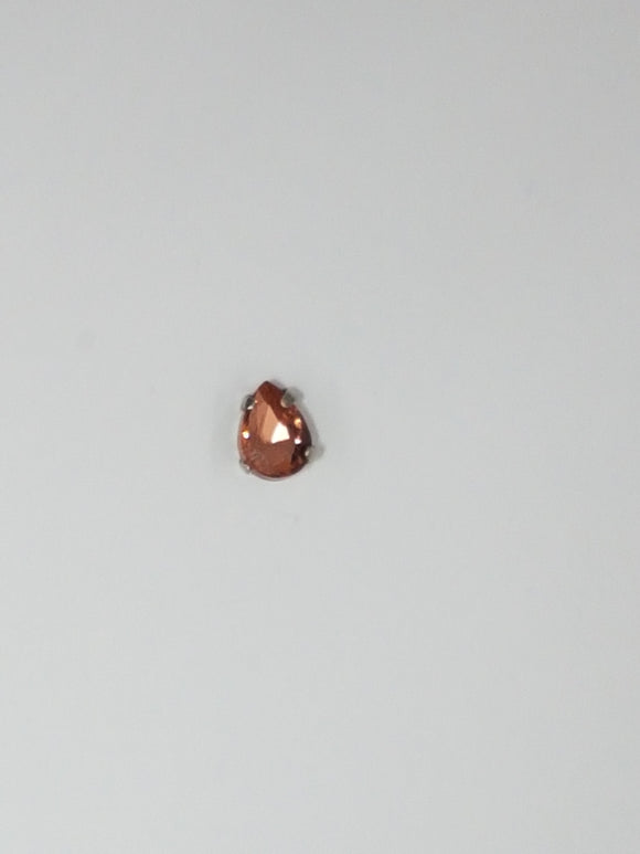 8x6MM GLASS RHINESTONE TEARDROP MONTEE - SALMON