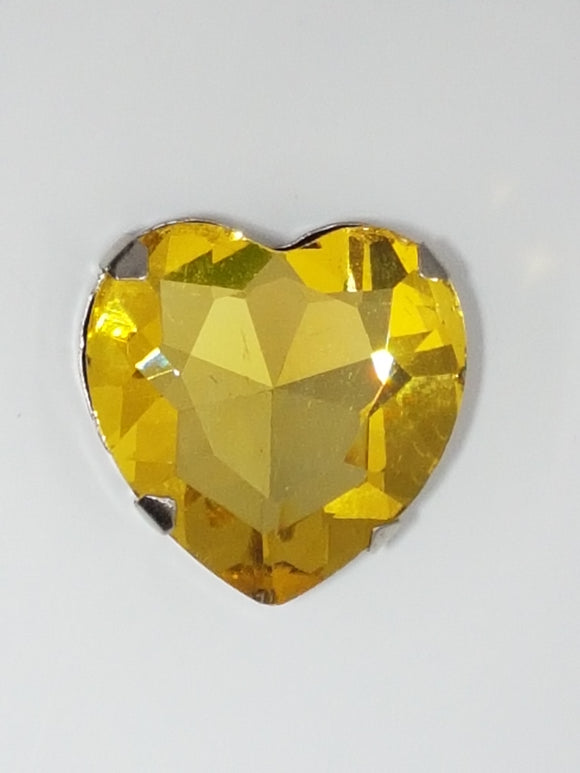 27x27MM GLASS RHINESTONE HEART MONTEE - YELLOW