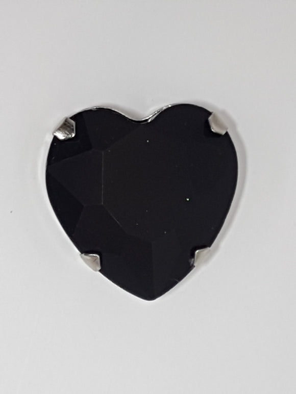 27x27MM GLASS RHINESTONE HEART MONTEE - BLACK