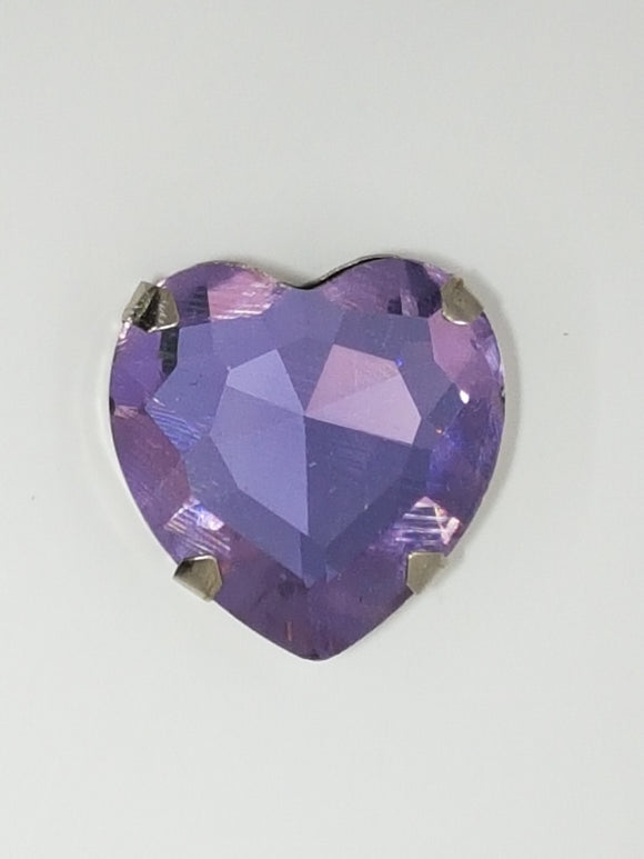 27x27MM GLASS RHINESTONE HEART MONTEE - PURPLE