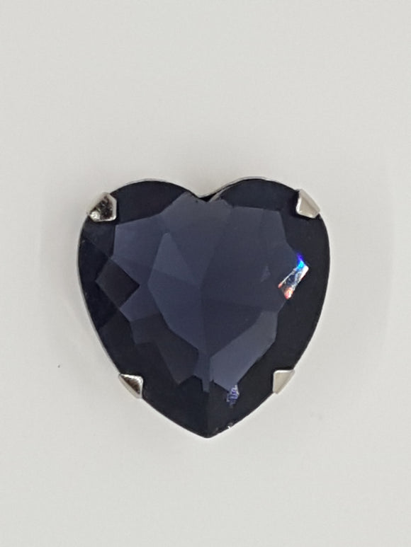 27x27MM GLASS RHINESTONE HEART MONTEE - DARK PURPLE