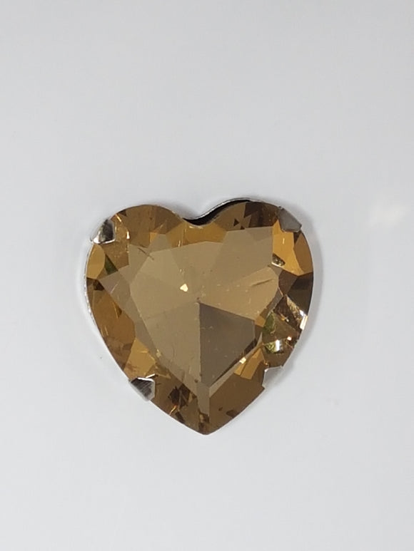 27x27MM GLASS RHINESTONE HEART MONTEE - CHAMPAGNE