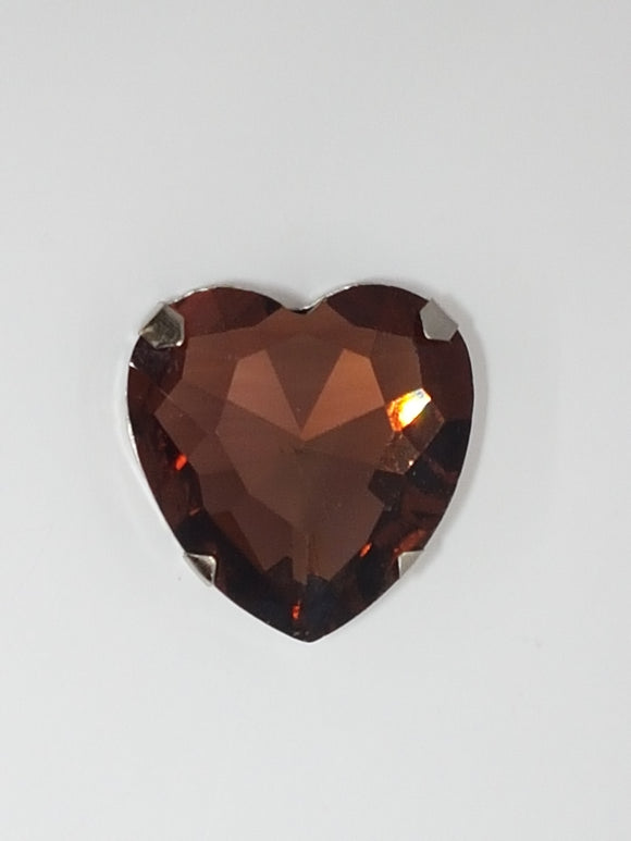 27x27MM GLASS RHINESTONE HEART MONTEE - AMETHYST/BROWN