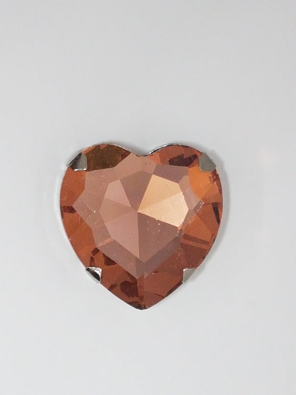 27x27MM GLASS RHINESTONE HEART MONTEE - SALMON