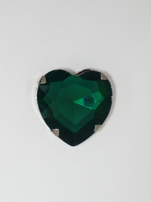 27x27MM GLASS RHINESTONE HEART MONTEE - EMERALD GREEN