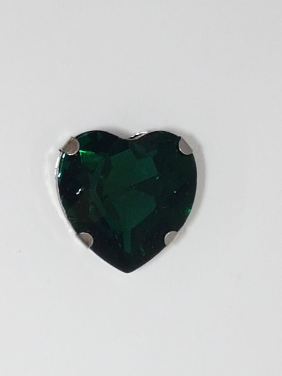 18x18MM GLASS RHINESTONE HEART MONTEE - EMERALD GREEN