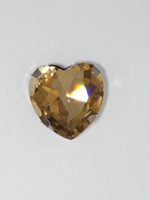 18x18MM GLASS RHINESTONE HEART MONTEE - CHAMPAGNE
