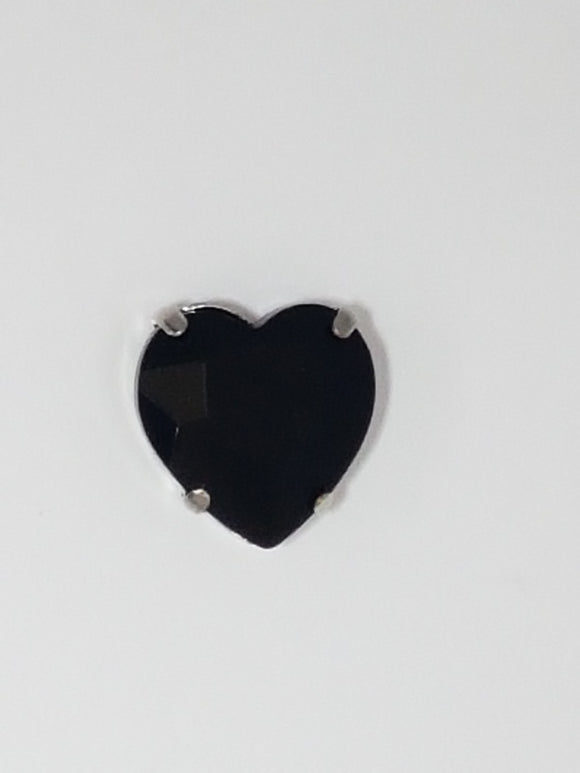 14x14MM GLASS RHINESTONE HEART MONTEE - BLACK