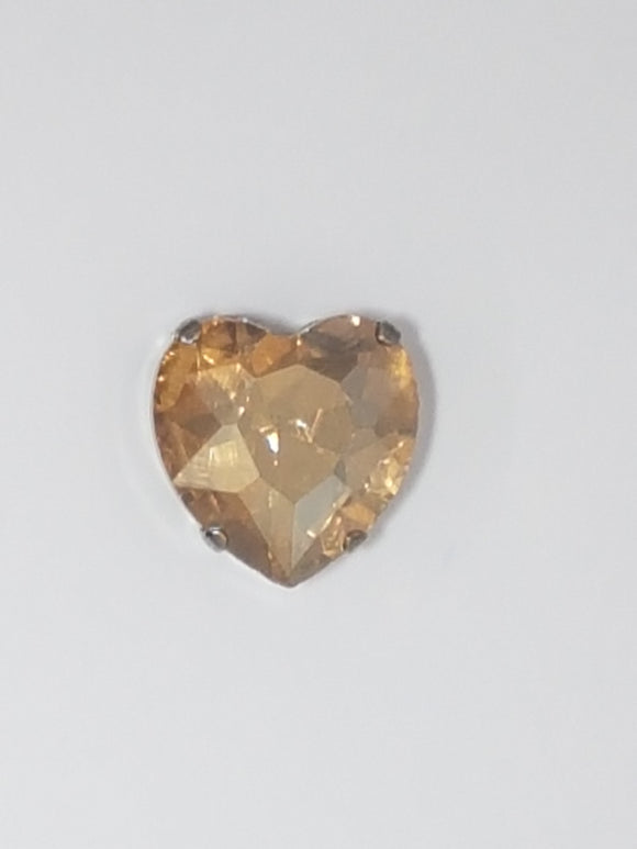 14x14MM GLASS RHINESTONE HEART MONTEE - CHAMPAGNE
