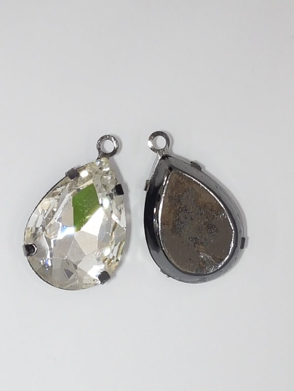 29x18MM GLASS RHINESTONE BRASS TEARDROP PENDANT/EARRING