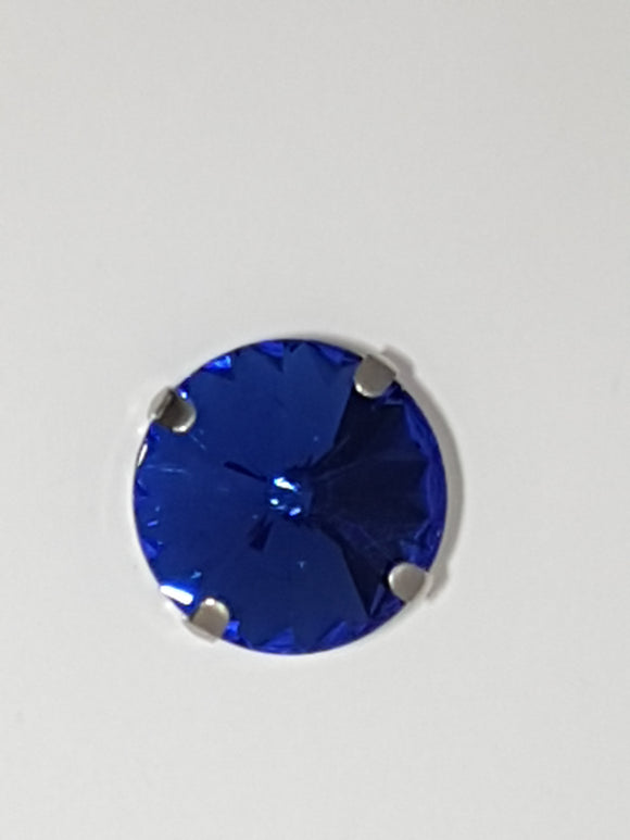 16MM GLASS RHINESTONE ROUND MONTEE - BLUE
