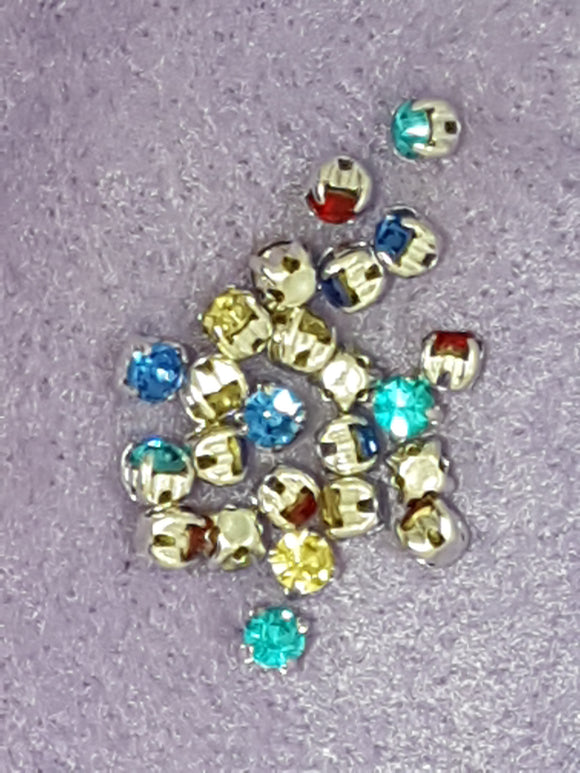 3.4-3.5MM GRADE A GLASS RHINESTONE MONTEE - MIXED