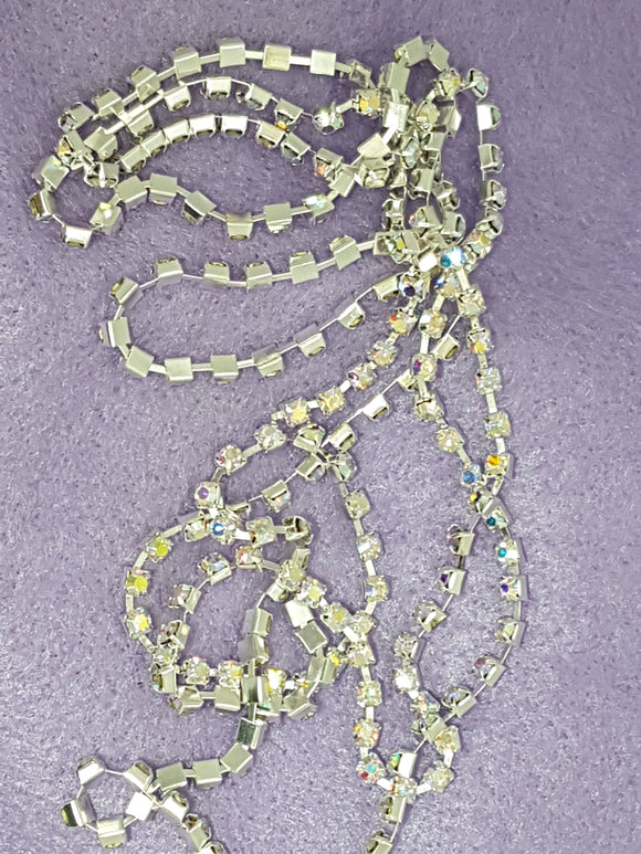 3MM GRADE A BRASS GLASS RHINESTONE CUP CHAIN - CRYSTAL AB