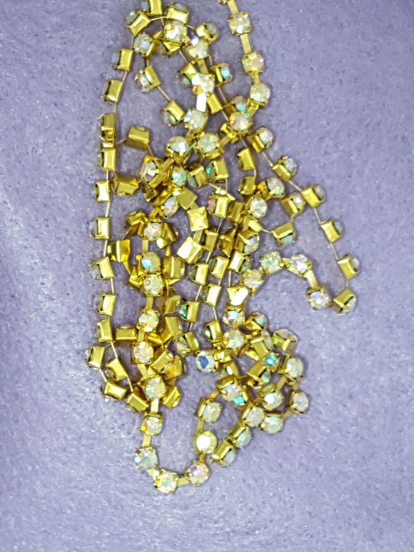 4MM GRADE A BRASS GLASS RHINESTONE CUP CHAIN - CRYSTAL AB