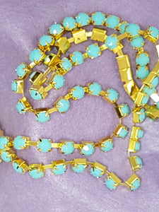 6MM GRADE A IRON ACRYLIC RHINESTONE CUP CHAIN - AQUA