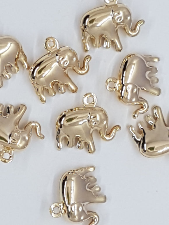 CHARMS - ELEPHANT - 14.5x15x5MM - BRASS - GOLDEN COLOUR