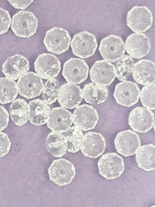10MM ACRYLIC BEADS - RONDELLE/ABACUS - FACETED DIAMOND CLEAR
