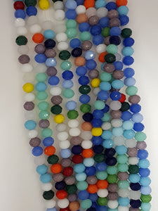 8MM ABACUS GLASS BEADS- PER STRAND - ELECTRO. PEARL LUSTERED MIXED