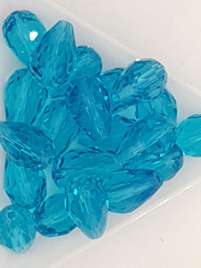 TEARDROPS - 15 X 10MM FACETED GLASS - DEEP SKY BLUE