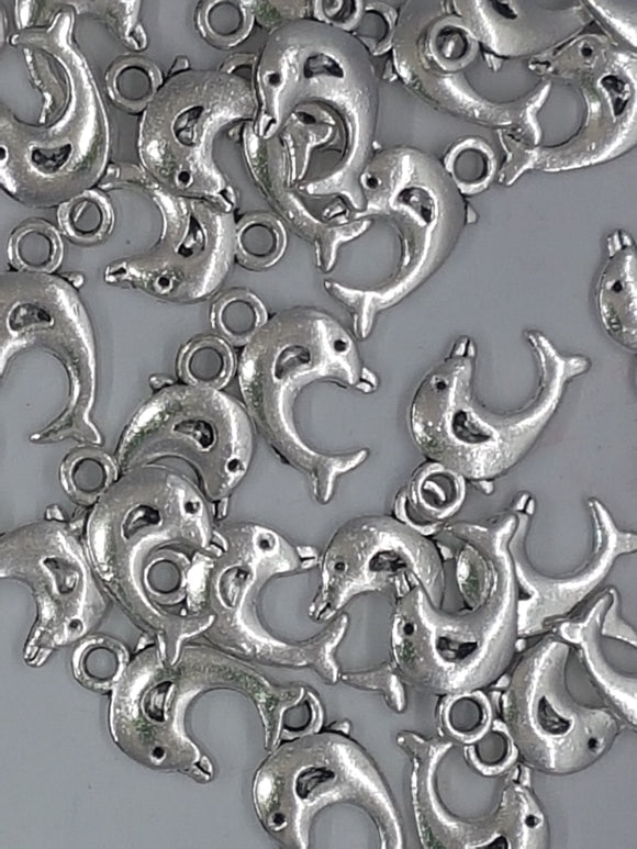 CHARMS - MARINE - 16x9x2MM - DOLPHIN - ANTIQUE SILVER