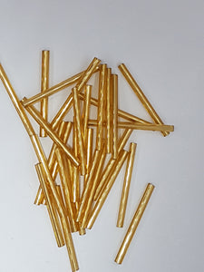BUGLE BEADS - 31-34MM GLASS - GOLDEN