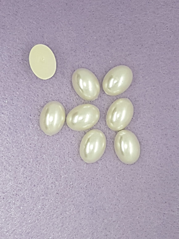 14x10MM FLAT BACK ACRYLIC IMITATION PEARLS - OVAL - CREAM