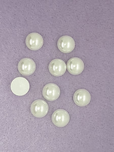 10MM FLAT BACK ACRYLIC IMITATION PEARLS - ROUND - WHITE