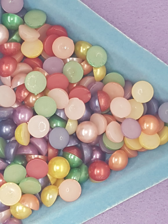 8MM FLAT BACK ACRYLIC IMITATION PEARLS - ROUND - MIX 1