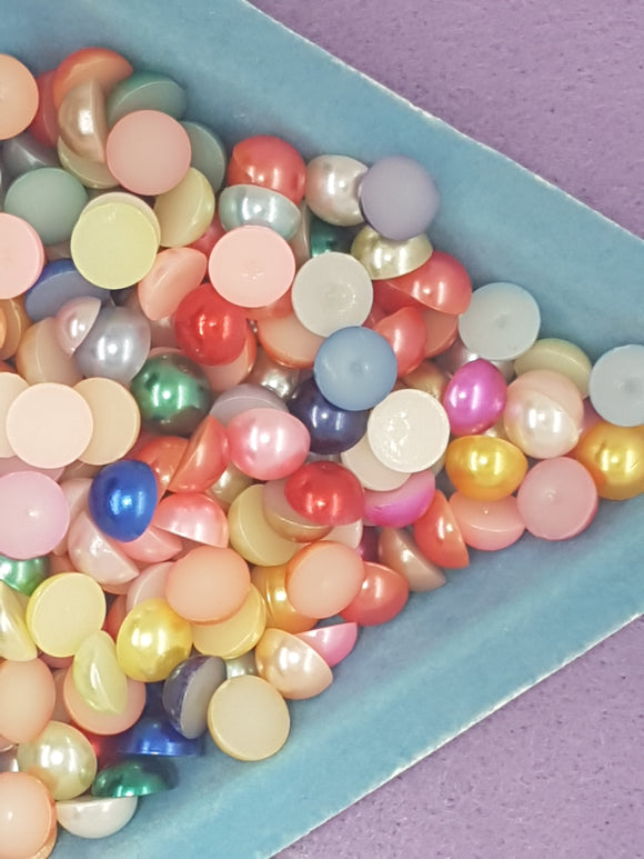 8MM FLAT BACK ACRYLIC IMITATION PEARLS - ROUND - MIX 2