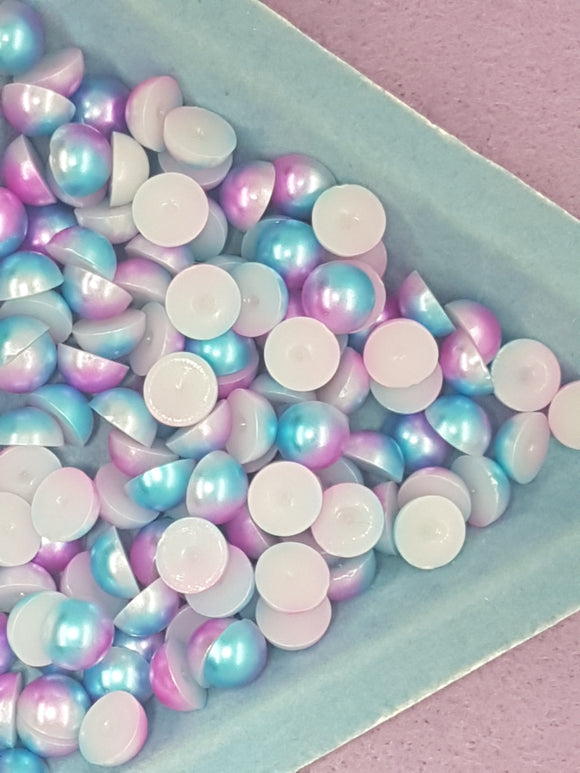 8MM FLAT BACK ACRYLIC IMITATION PEARLS - ROUND - BLUE/PURPLE