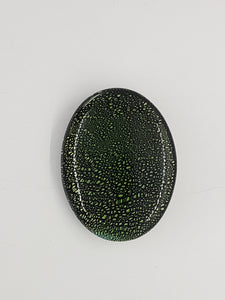 CABOCHON - 40x30MM DICHROIC GLASS  CABOCHON - GREEN/YELLOW
