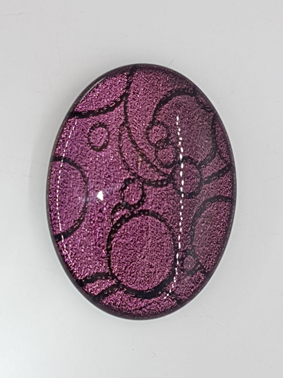 CABOCHON - 40x30MM DICHROIC GLASS  CABOCHON - PINK