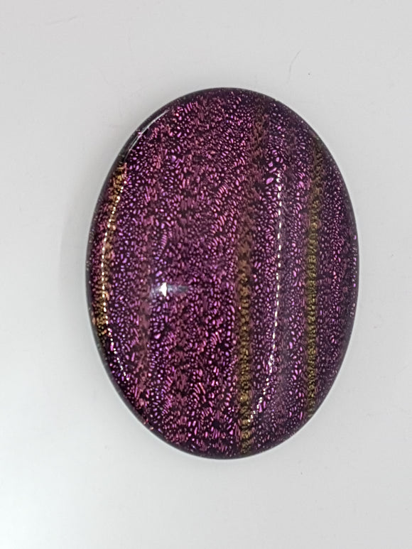 CABOCHON - 40x30MM DICHROIC GLASS  CABOCHON - PINK/STRIPES