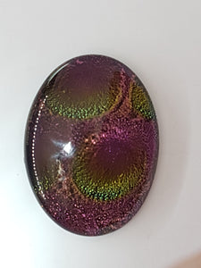 CABOCHON - 40x30MM DICHROIC GLASS  CABOCHON - RAINBOW PUDDLES